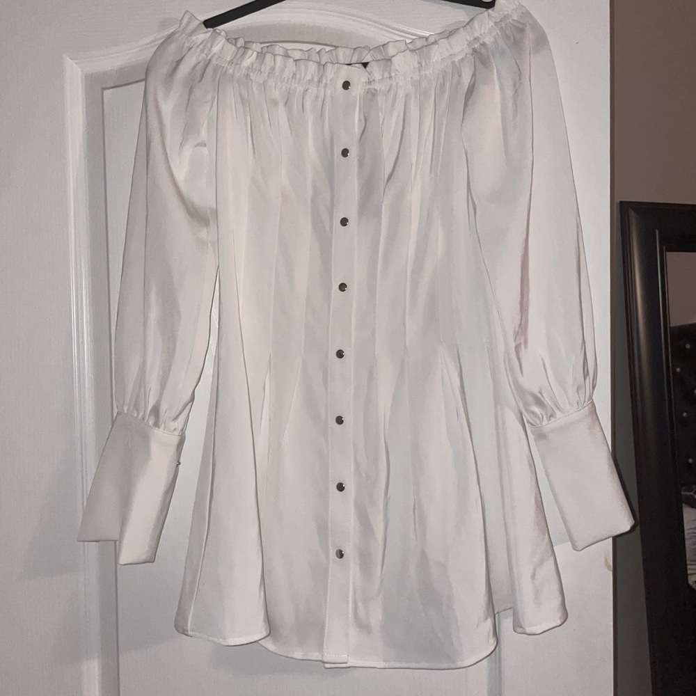 Long sleeve off the shoulder fashion nova white dress
